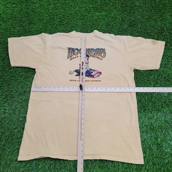 Vintage Fishing Shirt Womens Large 22x27 Yellow Hookers - Picture 7 of 16